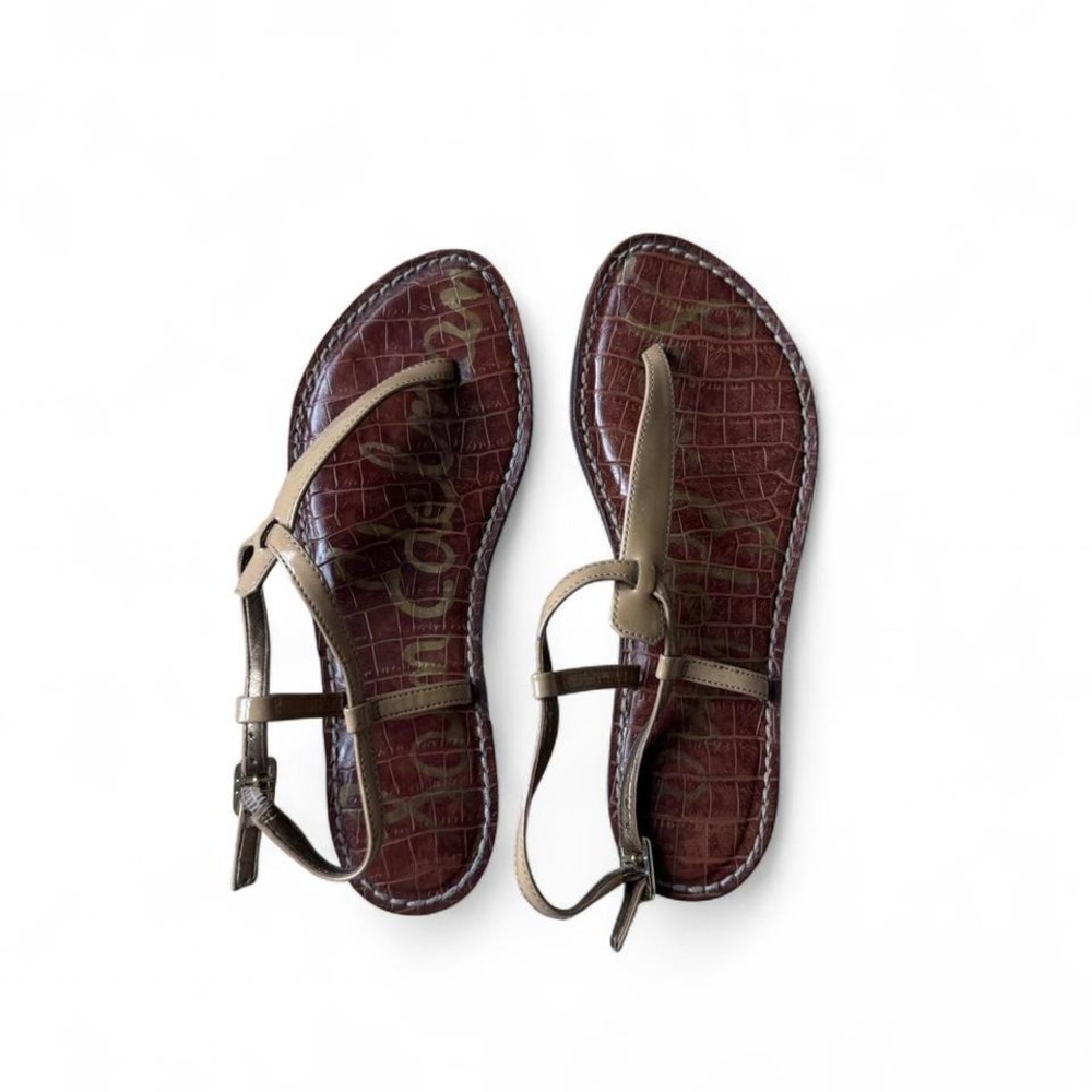 Sam Edelman Brown Leather‎ T-Strap Sandals